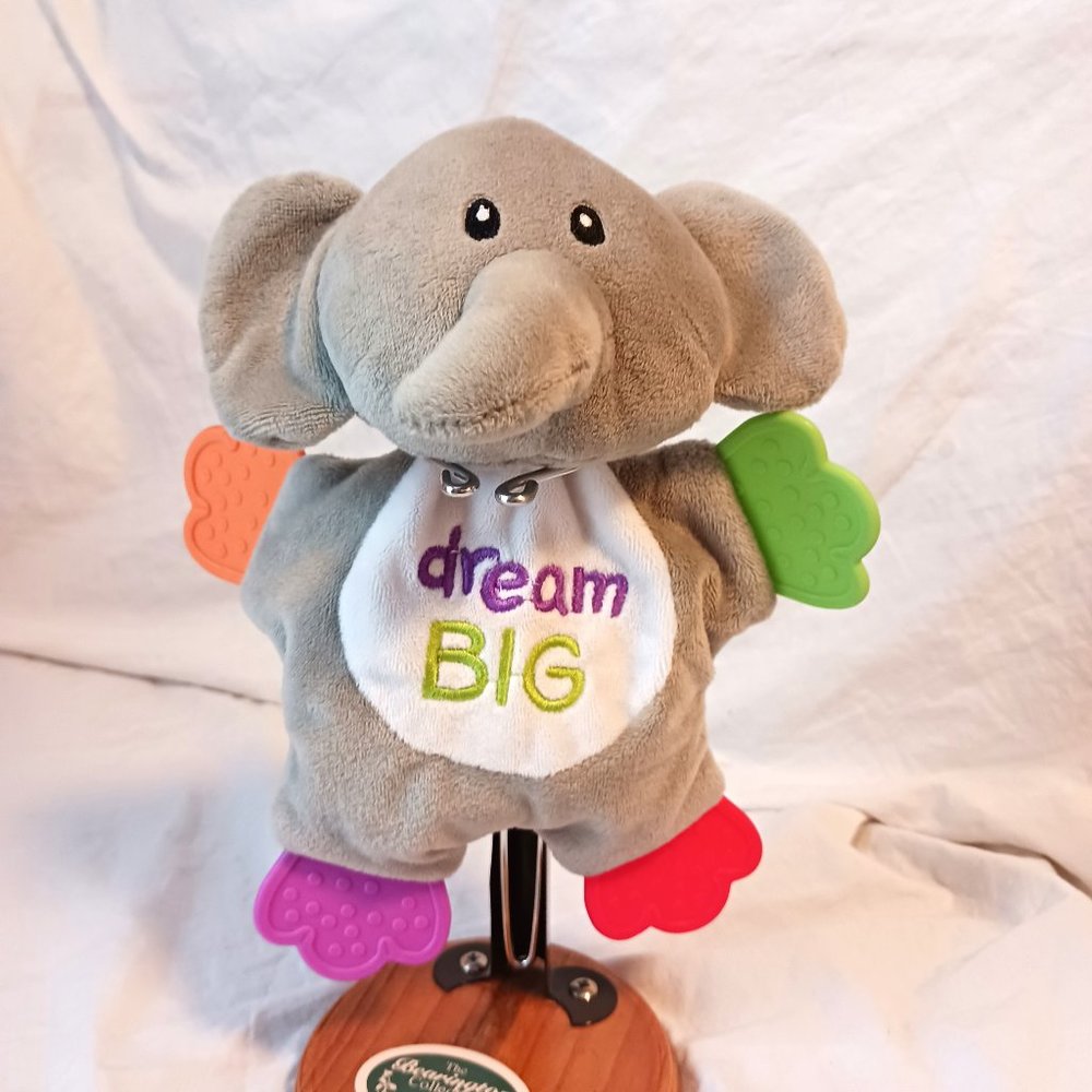 Cribmates Gray Elephant Dream Big Lovey Crinkle Teether Soother Rattle 8"